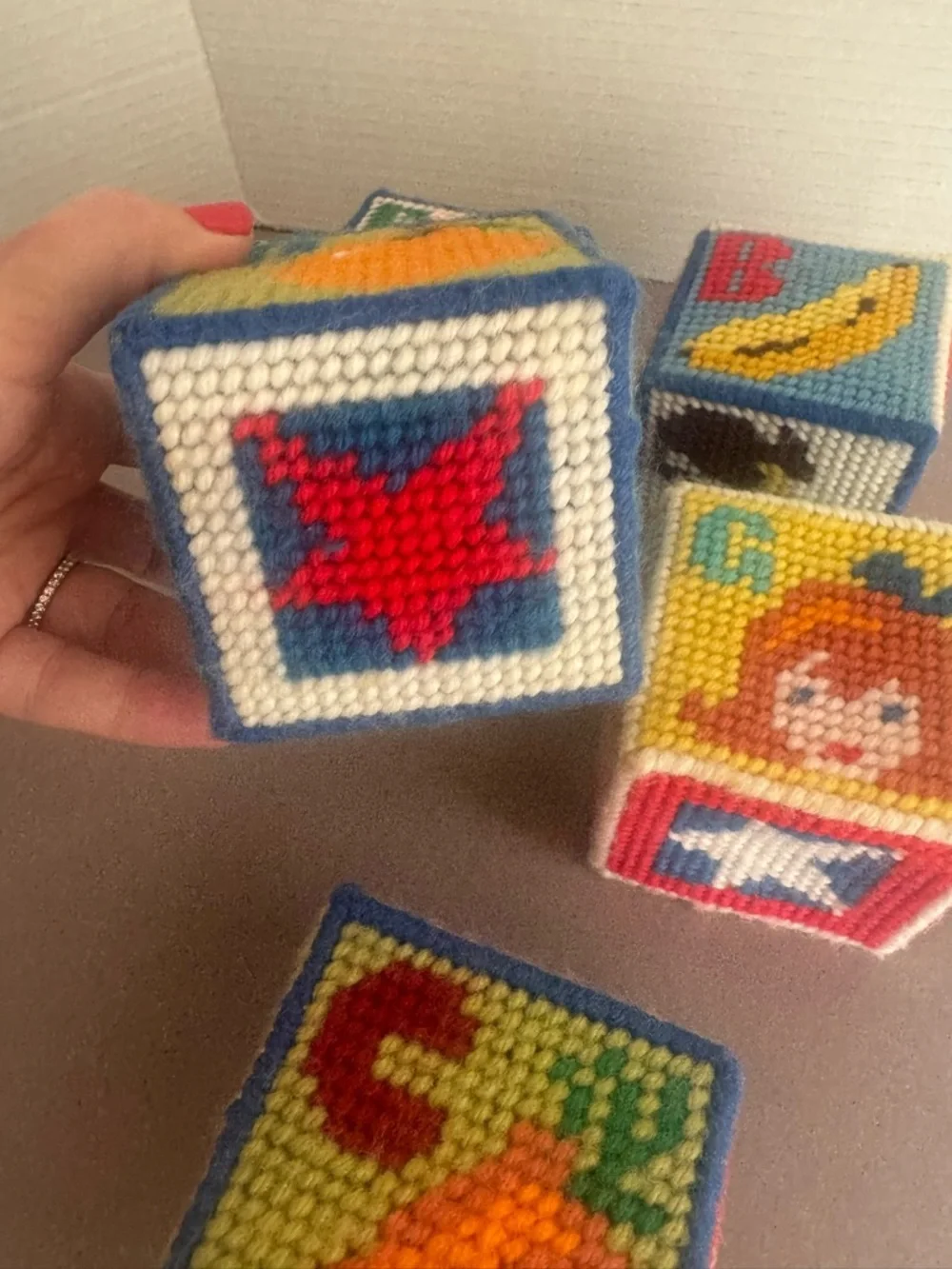 Vintage Handmade Kids Alphabet Plush Blocks - Multi-Color